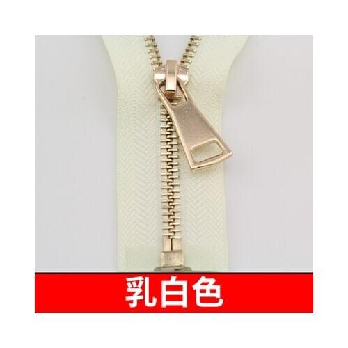 Free shipping 3pcs/lot 5# 70cm beige white Metal zipper light gold teeth open-end clothing coat jacket down zipper