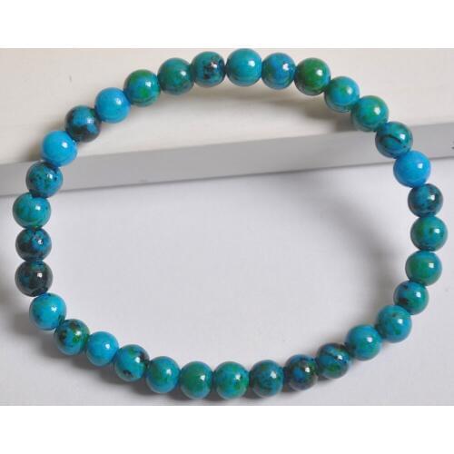 6MM Brazilian Azurite Beads Bracelet Bangle Stretch 7.5 Inch Jewelry G631