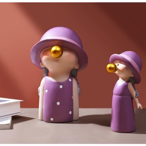 European Art Resin Character Portrait Bubble Gum Boy Girl Decoration Home Decoration Living Room Cartoon Children Room Ornaments