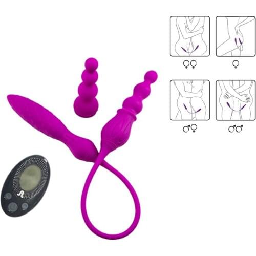 New 2 X G-SPOT Vibrator double stong vibrating contorl rechargeable butt plug for woman men anal adult sex toys for women