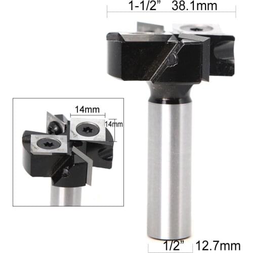 Insert Carbide Mini Spoilboard Surfacing, Rabbeting, Flycutter, Slab Leveler Planer 2+2 Flute 1/2inch 12mm Shank Router Bits