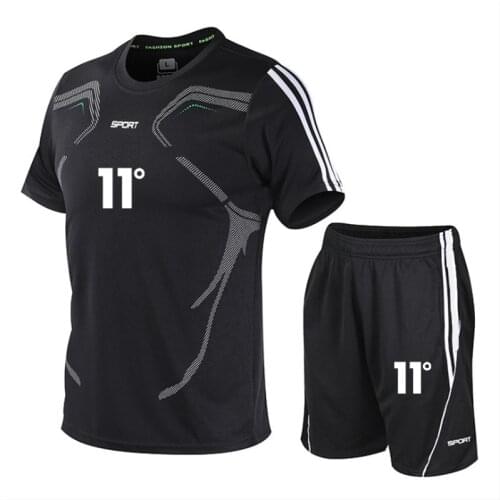 Football Jerseys for Men Soccer Jersey Tracksuit Short Sleeve 11 Football Training Suit Summer T Shirt + Shorts Sports 2 Piece S