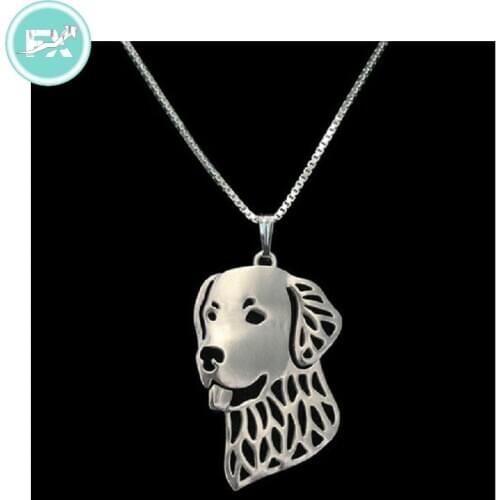 G.SKY (Buy One Get One More for Free) Golden Retriever Necklace Dog Pendant Jewelry Golden Colors Plated