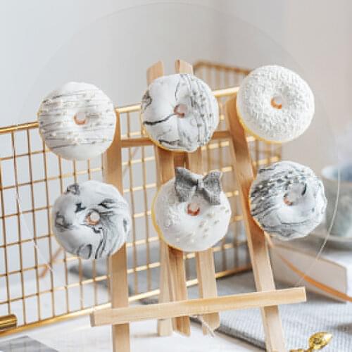 Simulation Donut Model Ins Marble Pattern Black Gold Shooting Props Fake Cake Dessert Window Decoration Pendulum