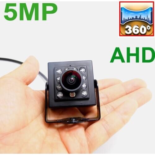 JIENUO Panoramic AHD Camera 1.7mm Security Surveillance Indoor 1080P 5MP Infrared Night Vision Small Metal CCTV HD Mini Home Cam