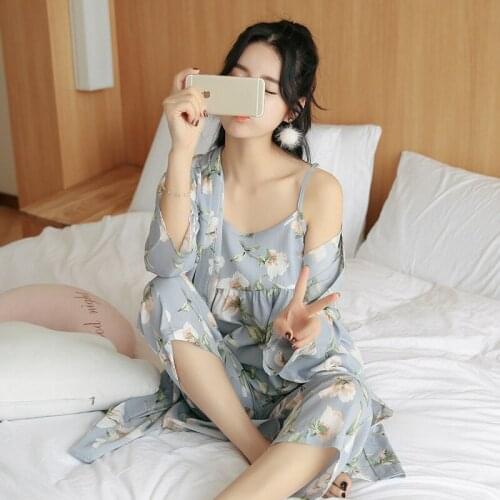 Printed fresh three piece comfortable suspender wide leg pants Red, yellow, blue, black and white pant sets Sleep wear