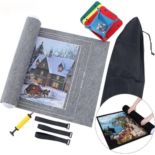 Puzzles Mat Jigsaw Roll Felt Mat Play mat Puzzles Blanket For Up to 1500 Pcs Puzzle Accessories Portable Travel Storage bag