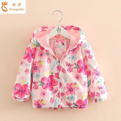 Jacekt Girls For 2-7Y 2018 New Arrival Floral Baby Kids Casual Jacket Long Sleeve Girls Hooded Outwear Children Costumes
