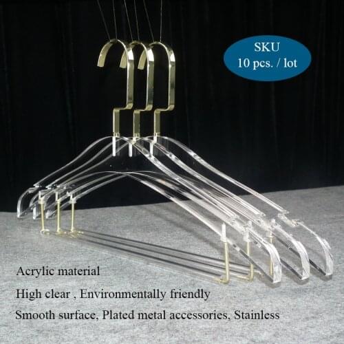 Factory hot sale Transparent Acrylic hangers with bar Wardrobe Storage Adult suit Plus length Clothing hanger with pants tube