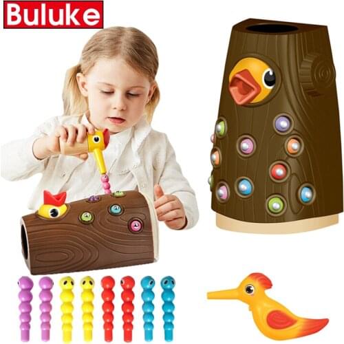 Magnetic Catch Insect Toy Kids Bird Catch Worm Woodpecker Animal Feeding Game Toys Montessori Child Educational Fishing Toys Set