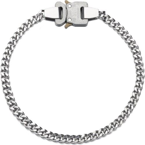 Hip Hop Plug Lock Metal Thick Chain Necklace Titanium Steel Clavicle Metal Chain Splicing Necklace Chain Fashion Charm Jewelry