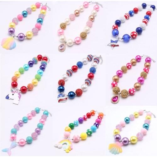 MHS.SUN Various Style 1PC Random Fashion Kids Girls Chunky Beaded Necklace Baby Jewelry Inventory Cleaning Necklace Cheap