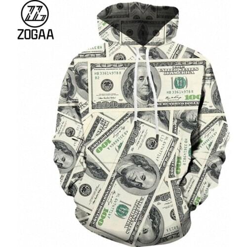 ZOGAA Fall/winter Hot Style Dollar Digital Printing 3d Hooded Sweater Mens Baseball Uniform Sports Jacket
