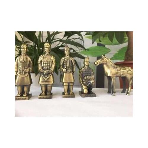 5PC SET RESIN MATERIAL NUMBER OF TERRACOTTA WARRIORS IN QIN DYNASTY TERRACOTTA WARRIORS CHARACTER RESIN SMALL DECORATION CRAFTS