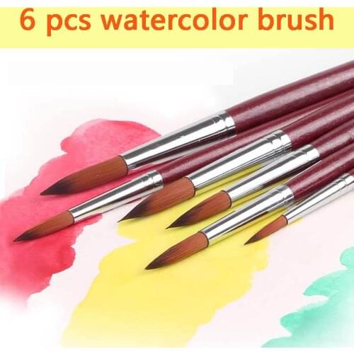 6Pcs High Quality Paint Brush Set Nylon Hair Paint Brush Set for Watercolor Acrylic Oil Painting Brushes Drawing Art Supplies