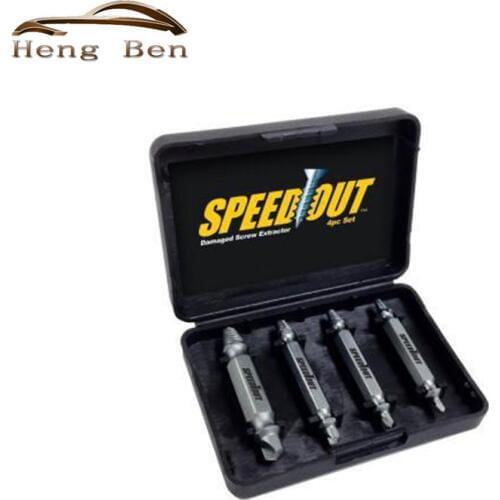 HB 4pcs/set Screw Extractor drill Set easy out Remove broken screw Speedout Set