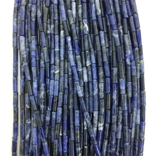 Natural Brazil Old Blue Sodalite Stone Round Tube Loose Spacer Beads For Jewelry Making DIY Necklace Bracelets Accessories