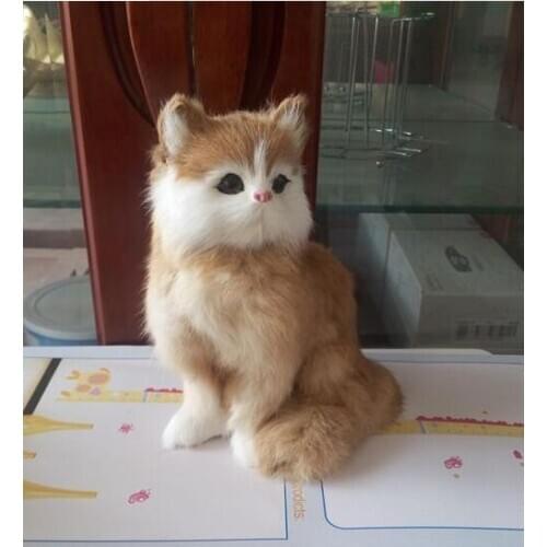 New simulation yellow cat model polyethylene & furs cat doll gift 20x16cm 1698