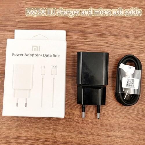 Xiaomi Original Charger 5V/2A EU Plug Micro USB Data Cable Travel Charging Adapter For Redmi 4X 4A 5A 6A 7A S2 Note 6 pro 4X 5S