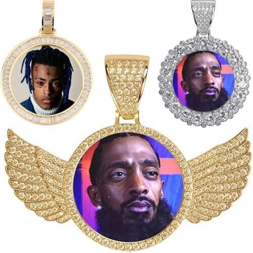 Custom Photo Hip hop Necklace Medallions Copper Chain Cubic Zircon Picture necklace Mens Jewelry Memory Gift