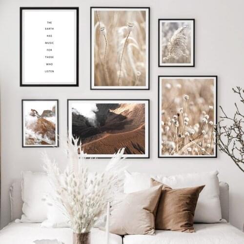 Islands Mountain Sea Landscape Art Poster Reed Flower Grass Canvas Painting On The Wall Nordic Prints Pictures for Living Room