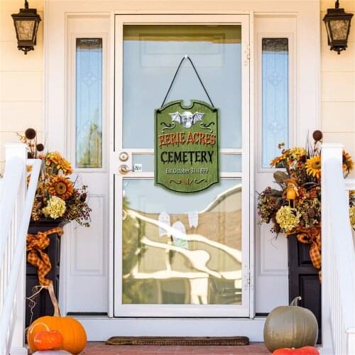 Festive atmosphere decor pendant Halloween Wooden Hanging Sign Wooden Rectangular Pumpkin Pattern Home Wall decoration listing