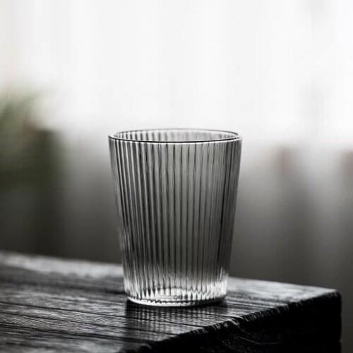 Retro Vertical Pattern Glass Nordic Style Creative Juice Tea Cup Kitchen Household Drinking Container Set Drinking Utensils Cups