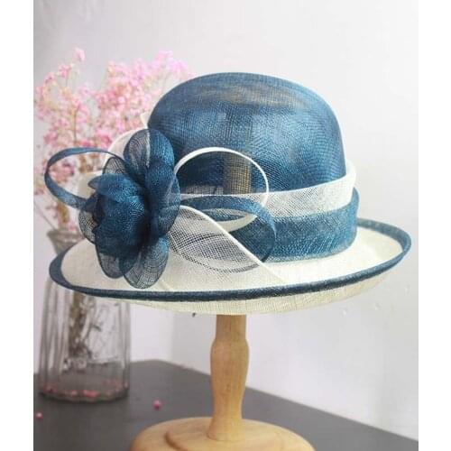 Sinamay Hat Women 1920s Gatsby Style Flower Fascinator Hat Lady Party Church Wedding Hats Cloche Bonnet Femme Asymmetric Fedoras