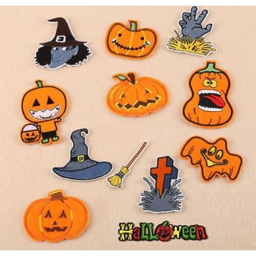 Funny Thermo Stickers for Fabric Pumpkin Sticker on Clothes Iron on Clothing Patch Military For Sewing Badges for Clothes Smiley