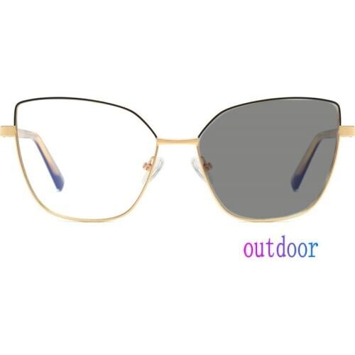 Myopia Sunglasses Photochromic Finished Oversized metal Women Myopia Eyeglasses Frame with color lens Sun glasses Myopia FML