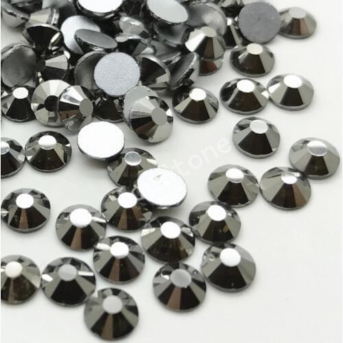 TopStone Jet Hematite Color SS3~SS34 Flat back Rhinestones Non Hotfix Silver Foiled Back Stone For Nail Art and Dress Making