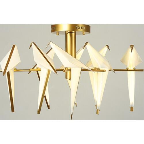 LED Postmodern Iron Acryl White Gold Love Bird Designer Suspension Luminaire Lustre Chandelier Lighting For Dinning Room Foyer