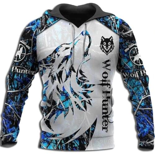 Animal Wolf 3D printing hoodie Fashion harajuku blue Sweatshirt Casual loose hoodies Cartoon anime Hooded Pullover sudaderas