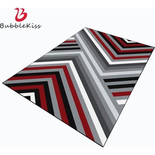 Bubble Kiss Nordic Style Red Grey Geometric Pattern Carpet Home Customized Bedroom Decor Soft Area Rugs Thickened Floor Mats