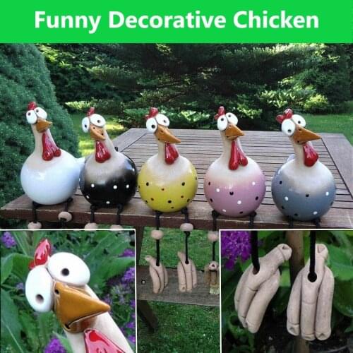 Yard Art Decor Funny Chicken Garden Lawn Plug Hen Rooster Ornaments Hens Bird Statues Edge Seater Indoor Outdoor Backyard Decors
