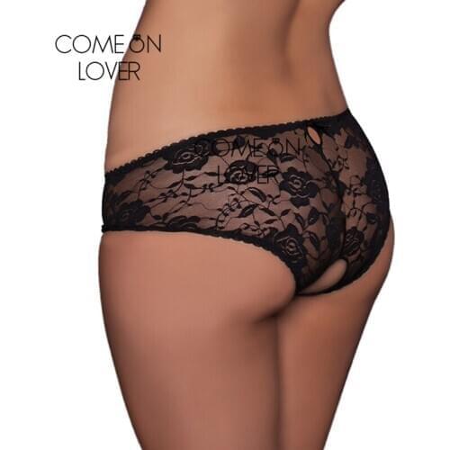Women Lace Panties Open Bottom Female Thong Hot Sexy Plus Size Floral Women Intimates Low Rise Transparent Underwear PE51161
