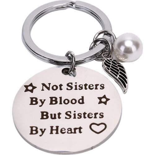 1pc Best Friends Pearl Keychain Keyring "not Sisters By Blood But Sisters By Heart" Friendship Jewelry Gift For Women Girls