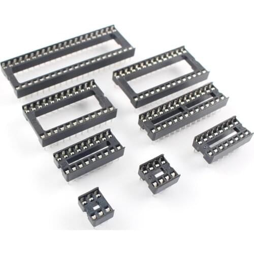 10pcs 2.54mm Pitch 6P 8P 16P 18P 24P 28P 32P 40P 42P DIP Solder Square Narrow Wide IC Socket Connector 6/8/16/18/24/28/32/40/42P
