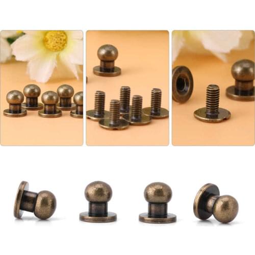 20pcs/set 10x8mm 8x6mm Bronze Round Head Rivet Solid Copper Nail Rivet Button Stud Screw Leather Accessories