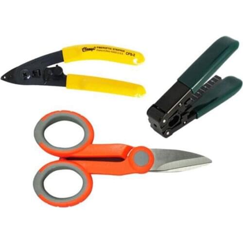 3 In 1 FTTH Fiber Optic Tool Kit with Rubber insulated wire stripping pliers +Kevlar scissors+ Miller CFS-2 Stripper Use FTTH