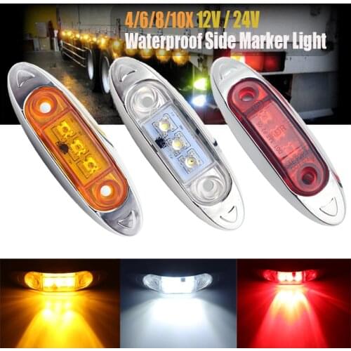 4/6/8/10x 3LED 12V/24V Car Trailer Truck Clear Side Marker Light Lamp Indicator Lorry Turn Signal Red/Amber/White Waterproof