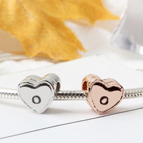 5PCS Fine Quality Rose Gold/Silver Plated Have Logo O Heart Beads Dangle Fit Original Bracelets Necklace Authentic Jewelry Gifts