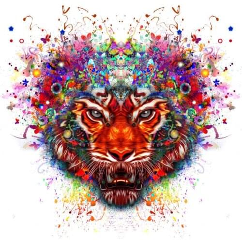 5D Diy Diamond Painting Cross Stitch full Square Round Diamond Embroidery Watercolor Tiger for room Decor H1018