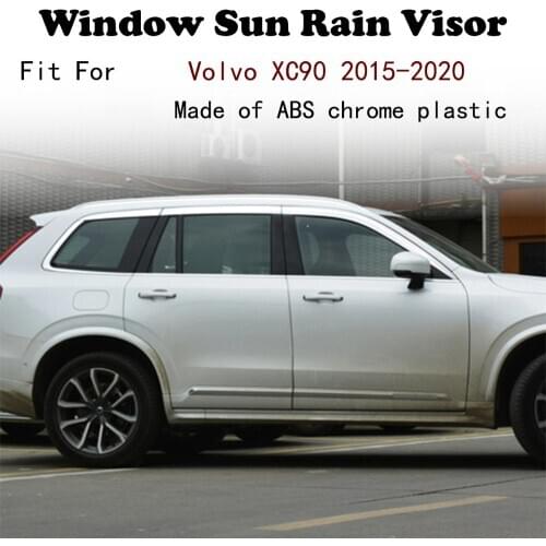 ABS Chrome plastic Window Visor Vent Shades Sun Rain Guard car accessories For Volvo XC90 2015-2020