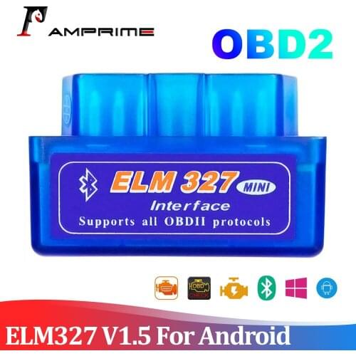 AMPrime ELM327 Bluetooth V1.5 for Android OBD2 Scanner Super MINI ELM 327 Support OBDII Protocols Code Reader