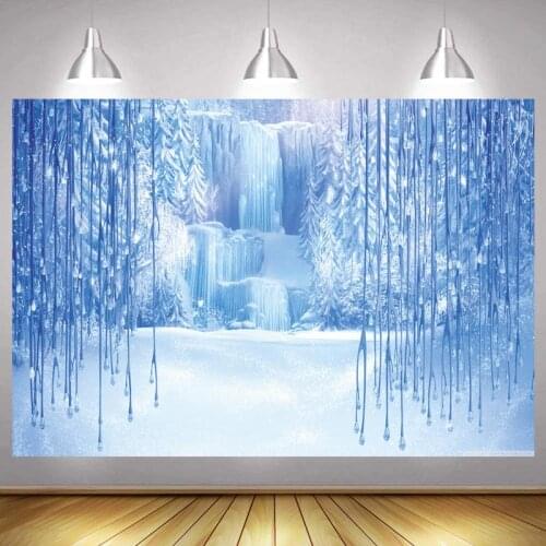 Snow Squeen Photo Backdrop White Mountains Happy Birthday Party Photography Background Photocalls Banner