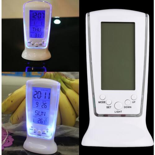 Hot Search Modern Square LCD Digital Alarm Clock Calender LED Display Battery Powered