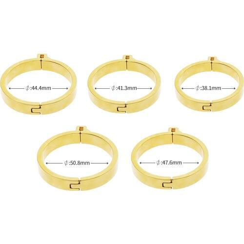 Cock Cage Gold Spare Part Flat Ring For Male Chastity Device 5 Sizes Accessories Ring Diy Ball Ring
