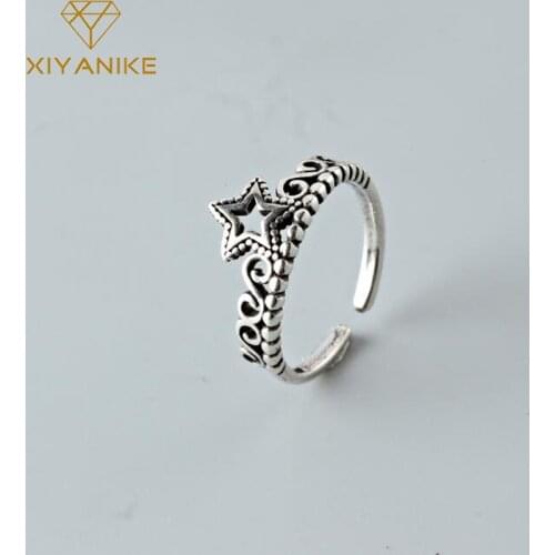 XIYANIKE 925 Sterling Silver Newly Arrived Princess Crown Opening Rings for Women Wedding Couple Fashion Vintage Party Jewelry