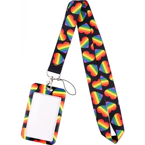 DZ2315 LGBT Rainbow Gay Lanyard for Key Neck Strap lanyards id badge holder Key Chain Key Holder Hang Rope Key Ring Accessories